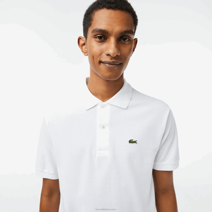 homens Lacoste branco 001 polo l.12.12 original 08D0606