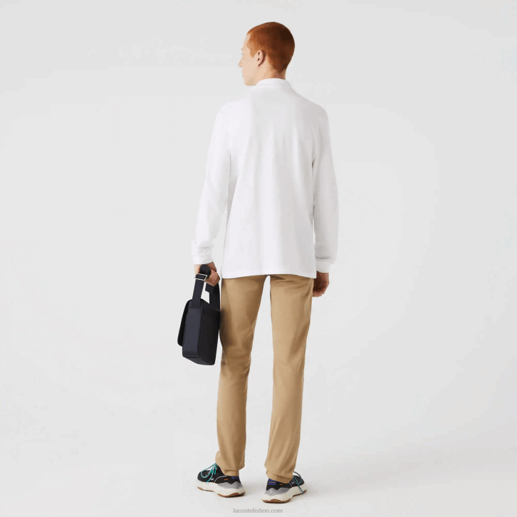 homens Lacoste branco 001 polo manga longa L.12.12 original 08D0644