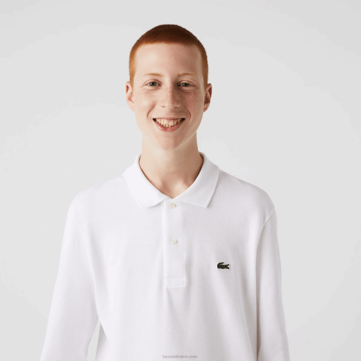 homens Lacoste branco 001 polo manga longa L.12.12 original 08D0644