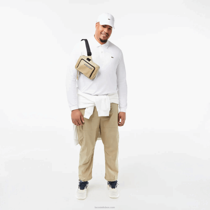 homens Lacoste branco 001 polo manga longa L.12.12 original 08D0644