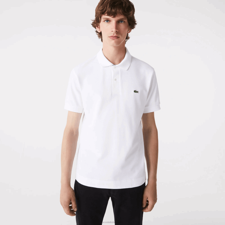 homens Lacoste branco 001 polo original l.12.12 com piquê de algodão pesado 08D0249