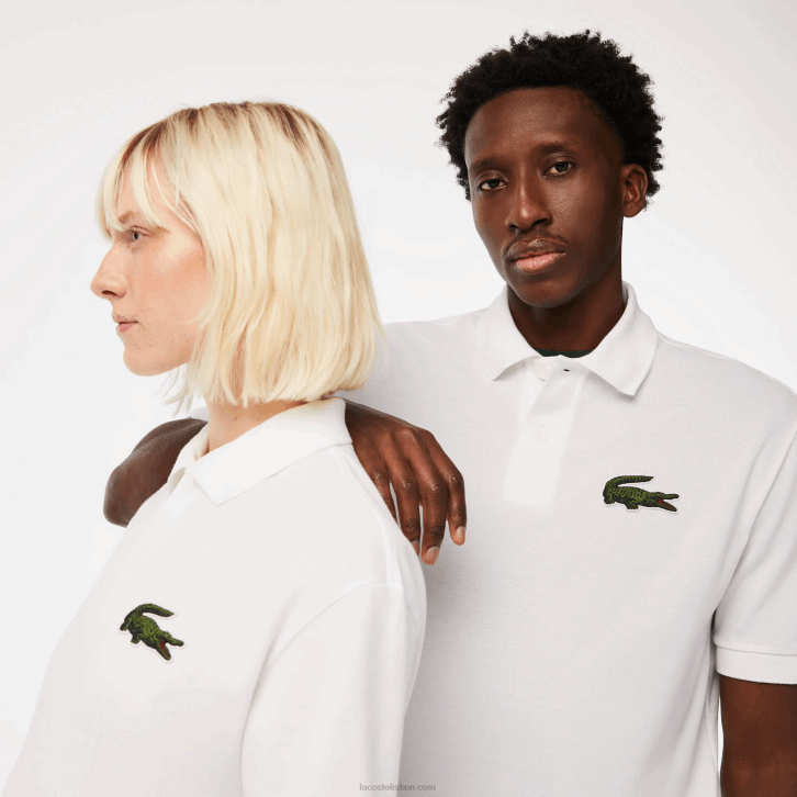 homens Lacoste branco 001 polo original l.12.12 folgado 08D0231