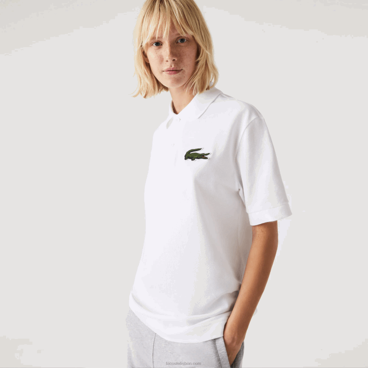 homens Lacoste branco 001 polo original l.12.12 folgado 08D0231