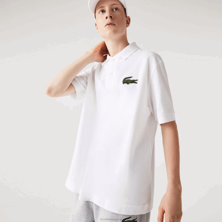 homens Lacoste branco 001 polo original l.12.12 folgado 08D0231
