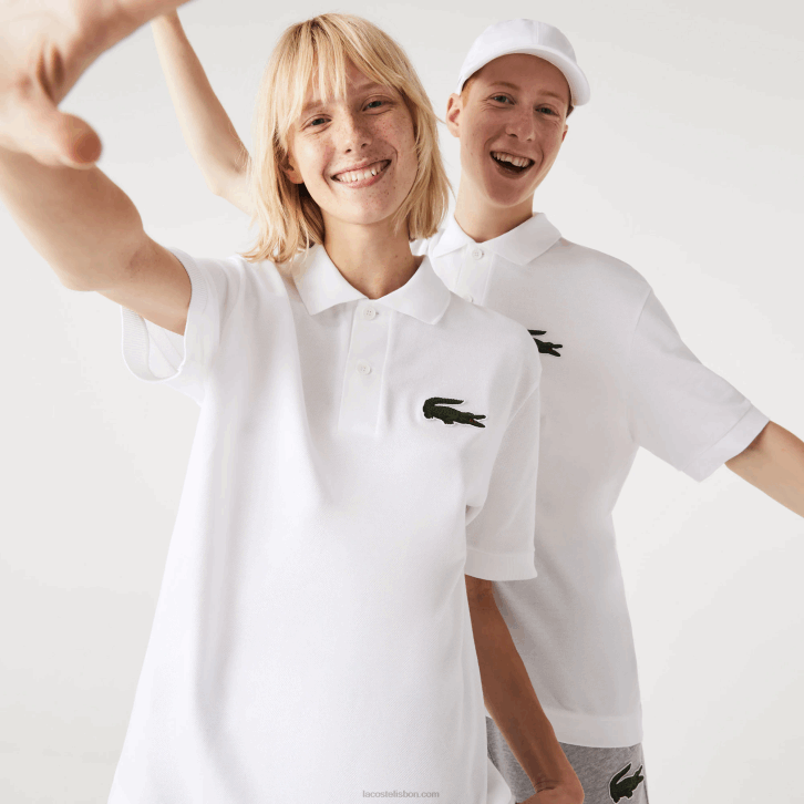 homens Lacoste branco 001 polo original l.12.12 folgado 08D0231