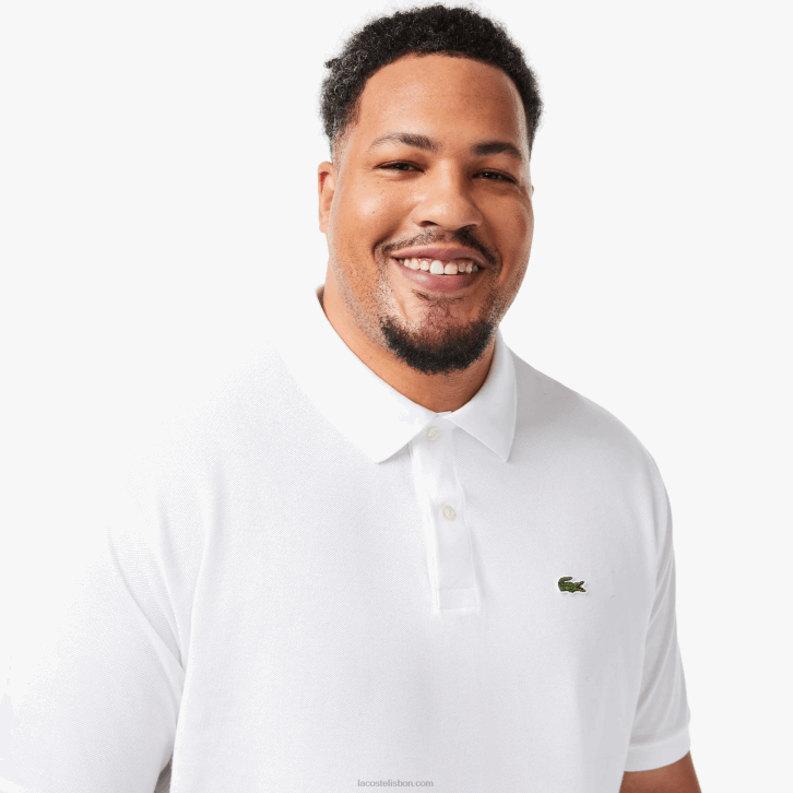 homens Lacoste branco 001 polo petit piquet de algodão - plus size - alto 08D0187