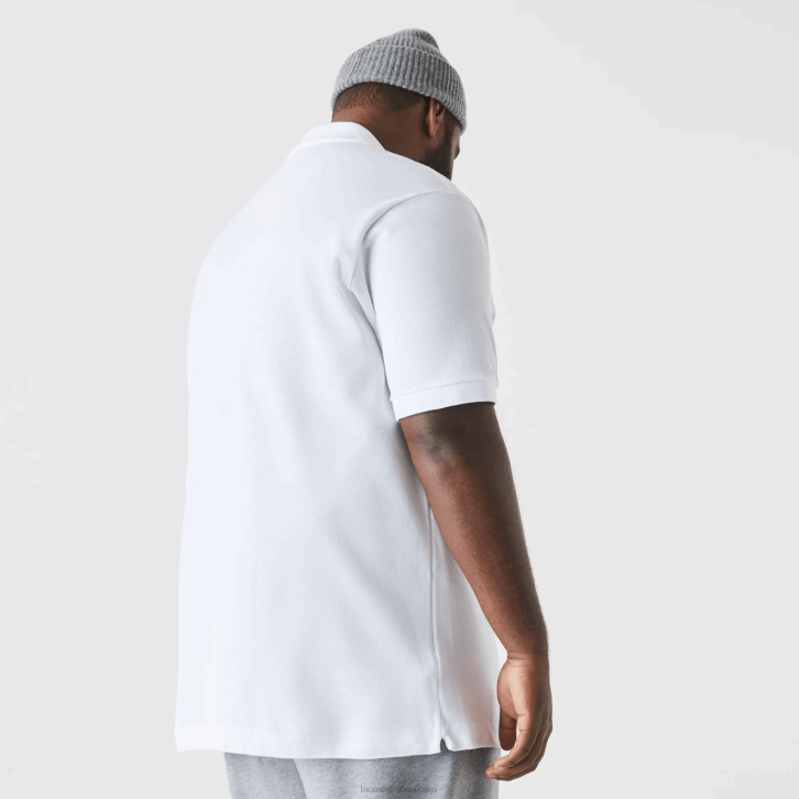 homens Lacoste branco 001 polo petit piquet de algodão - plus size - alto 08D0187