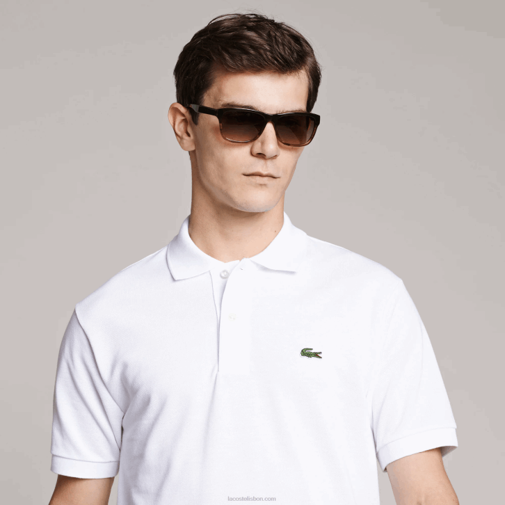 homens Lacoste branco 001 polo petit piquet de algodão - plus size - alto 08D0187