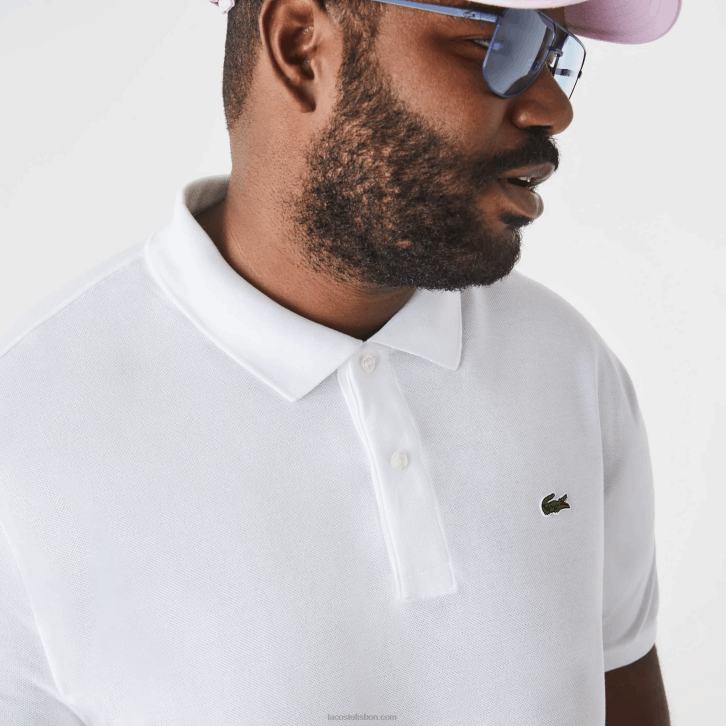homens Lacoste branco 001 polo petit piquet de algodão - plus size - grande 08D0169
