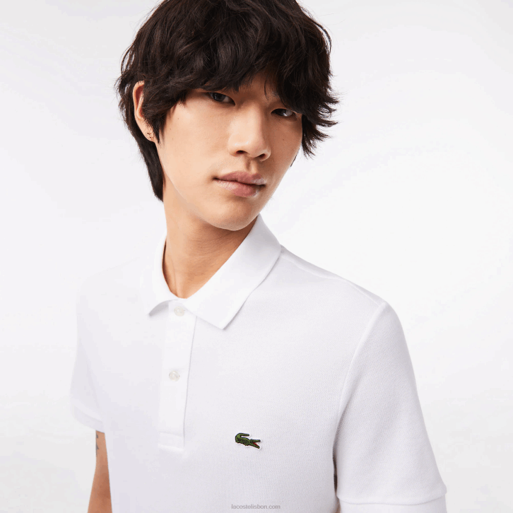 homens Lacoste branco 001 polo slim fit L.12.12 original 08D0158