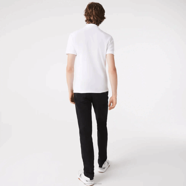 homens Lacoste branco 001 polo slim fit petit pique stretch 08D0564