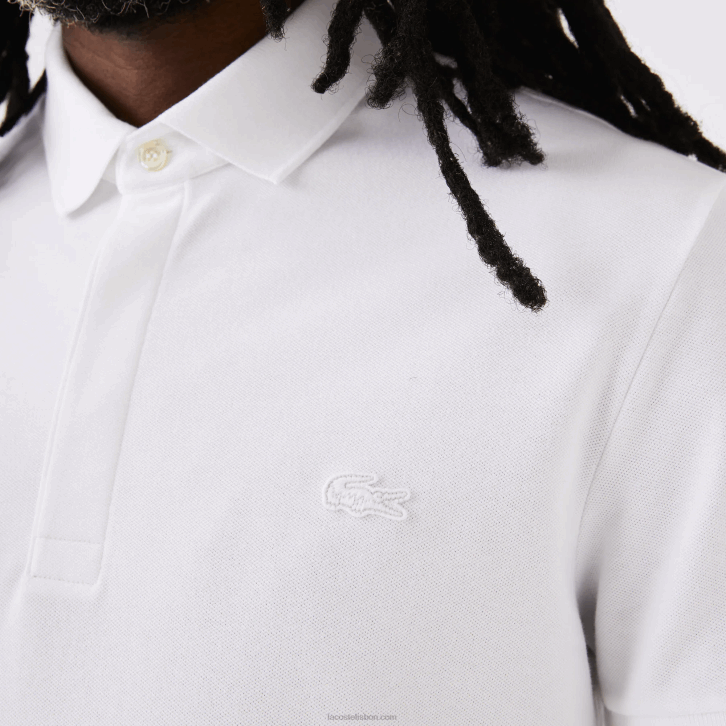 homens Lacoste branco 001 polo smart paris em piquê de algodão elástico 08D080