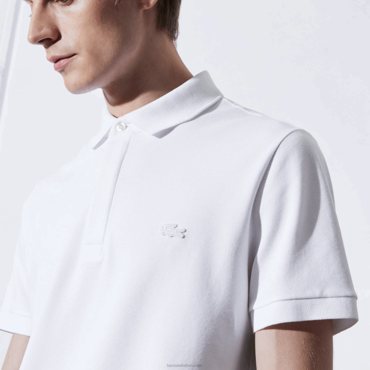 homens Lacoste branco 001 polo smart paris em piquê de algodão elástico 08D080