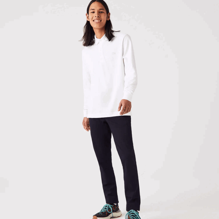 homens Lacoste branco 001 polo smart paris manga longa em piquê de algodão elástico 08D0666