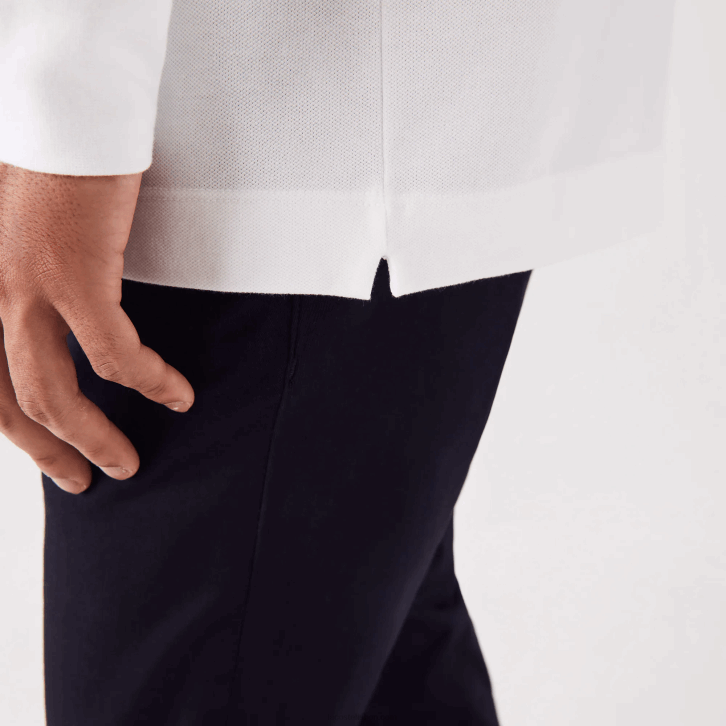 homens Lacoste branco 001 polo smart paris manga longa em piquê de algodão elástico 08D0666