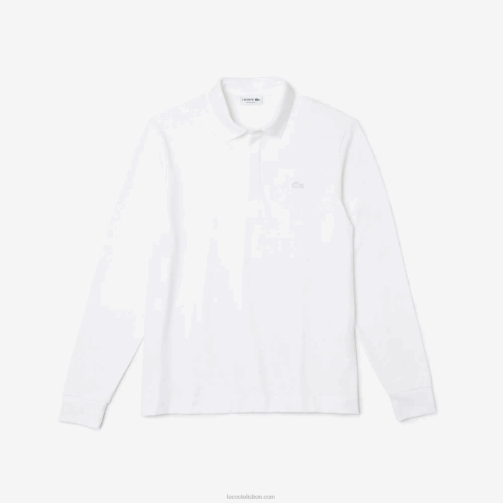 homens Lacoste branco 001 polo smart paris manga longa em piquê de algodão elástico 08D0666