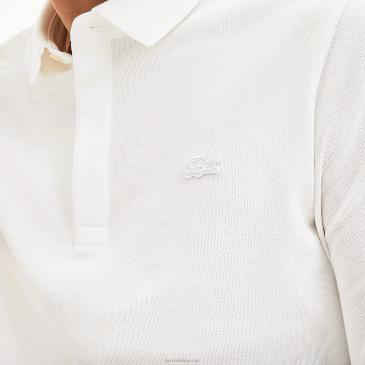 homens Lacoste branco 001 polo smart paris manga longa em piquê de algodão elástico 08D0666