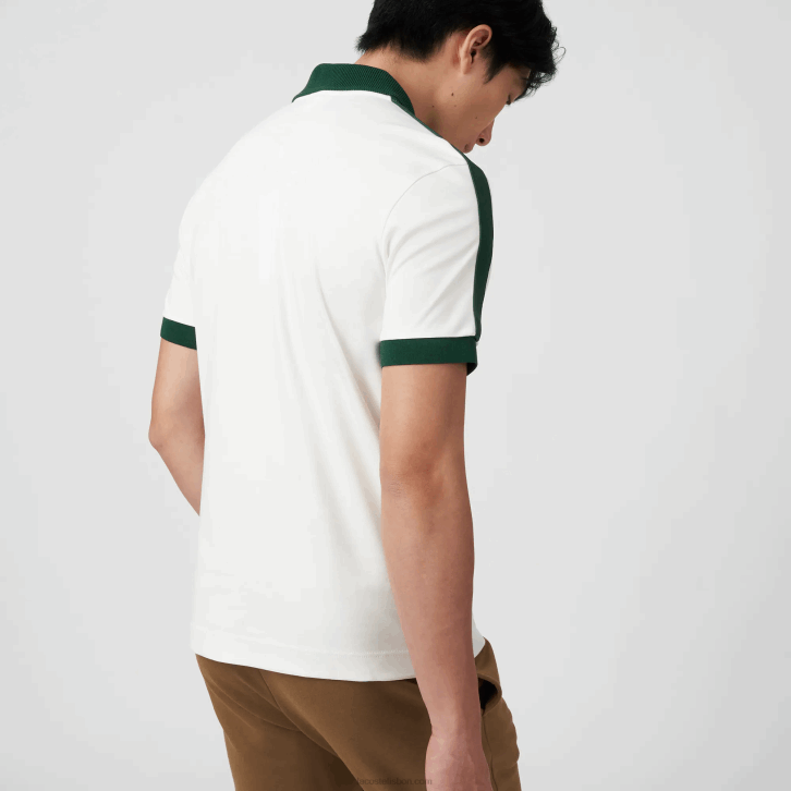 homens Lacoste branco 70v polo de gola contrastante de ajuste clássico 08D0582