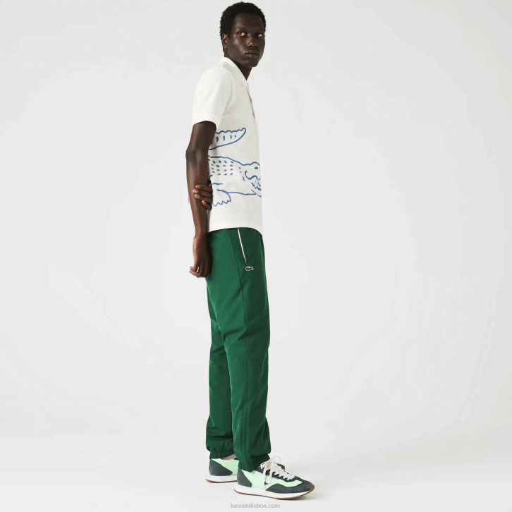 homens Lacoste branco 70v polo piquê de algodão com estampa de crocodilo regular fit 08D0649