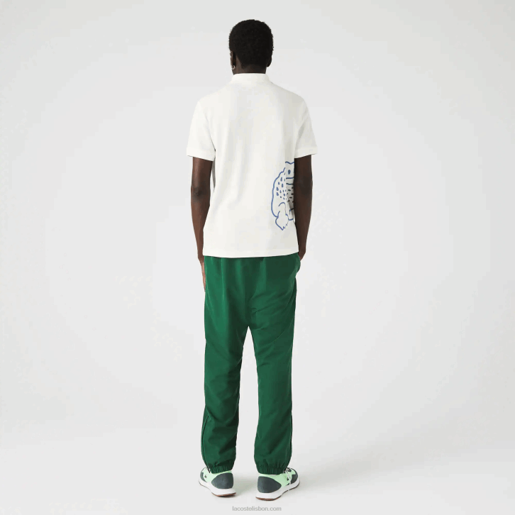 homens Lacoste branco 70v polo piquê de algodão com estampa de crocodilo regular fit 08D0649