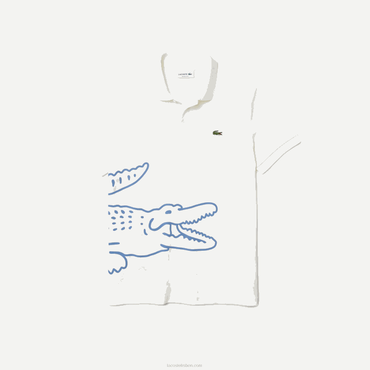 homens Lacoste branco 70v polo piquê de algodão com estampa de crocodilo regular fit 08D0649