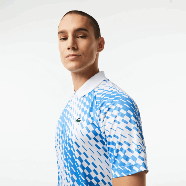 homens Lacoste branco azul ga7 tênis x novak djokovic versão fã polo 08D0109
