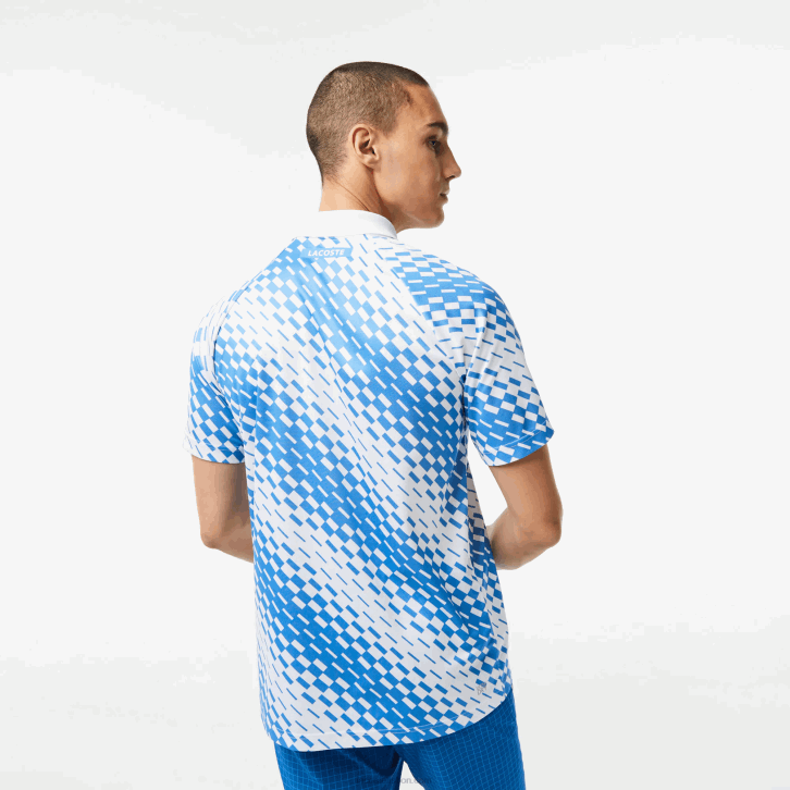 homens Lacoste branco azul ga7 tênis x novak djokovic versão fã polo 08D0109