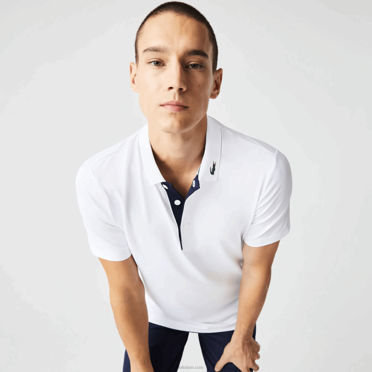 homens Lacoste branco azul marinho 522 camisa pólo de golfe jersey esporte 08D0595