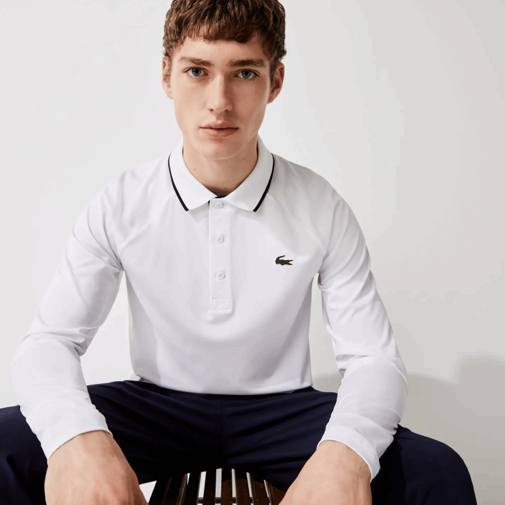 homens Lacoste branco azul marinho 522 pólo de golfe respirável esporte 08D0847