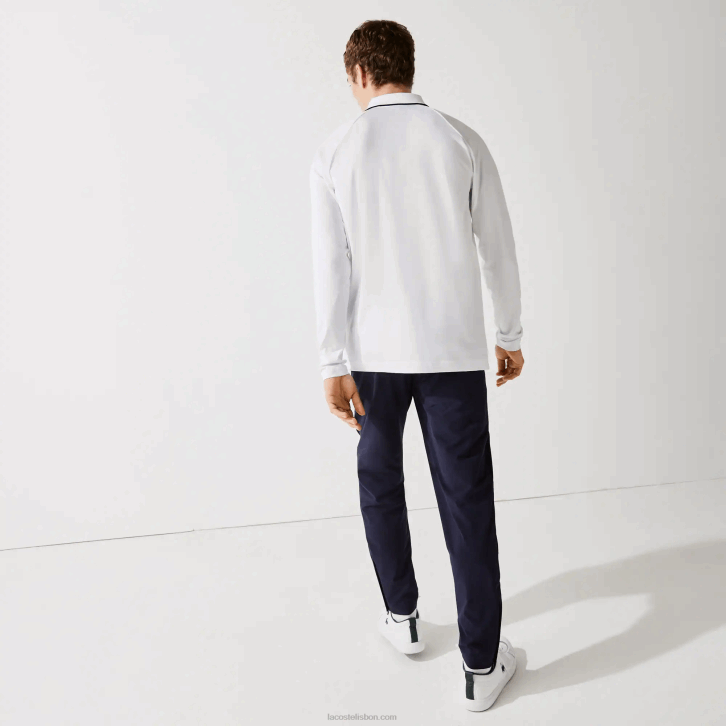 homens Lacoste branco azul marinho 522 pólo de golfe respirável esporte 08D0847