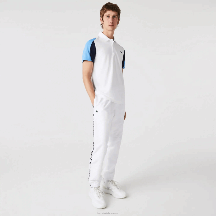 homens Lacoste branco azul marinho 5yp polo de tênis piquê esporte regular fit resistente a corrida 08D0556