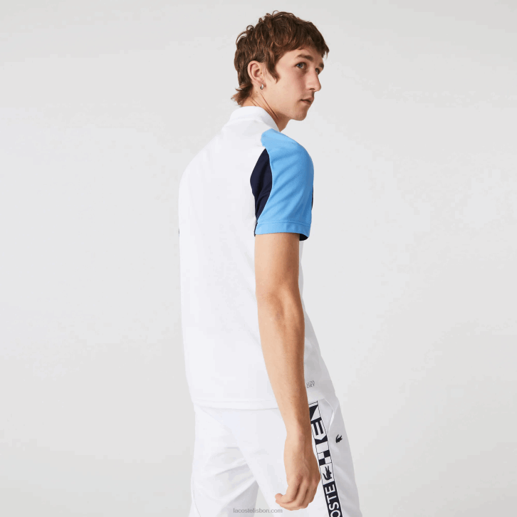 homens Lacoste branco azul marinho 5yp polo de tênis piquê esporte regular fit resistente a corrida 08D0556