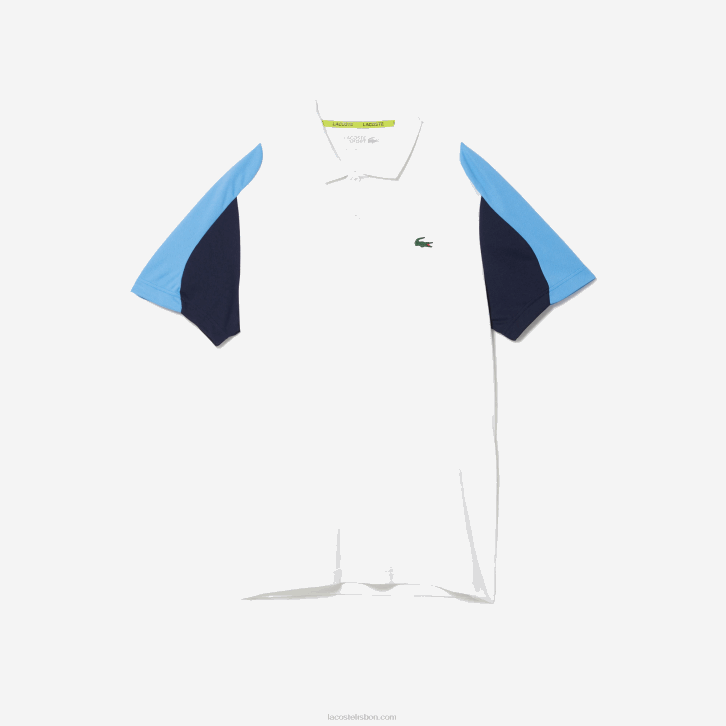 homens Lacoste branco azul marinho 5yp polo de tênis piquê esporte regular fit resistente a corrida 08D0556