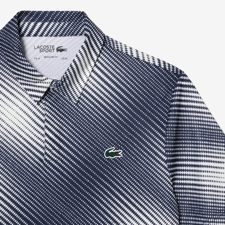 homens Lacoste branco azul marinho ev0 polo de poliéster reciclado com estampa de golfe 08D0151