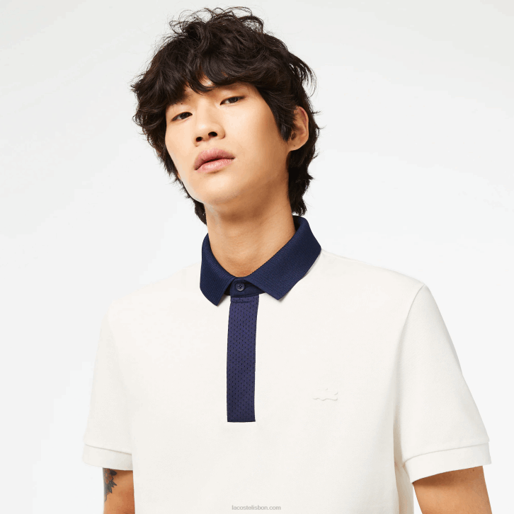 homens Lacoste branco azul marinho ev0 polo piquê de algodão orgânico smart paris 08D0194