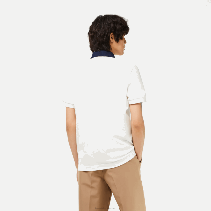 homens Lacoste branco azul marinho ev0 polo piquê de algodão orgânico smart paris 08D0194