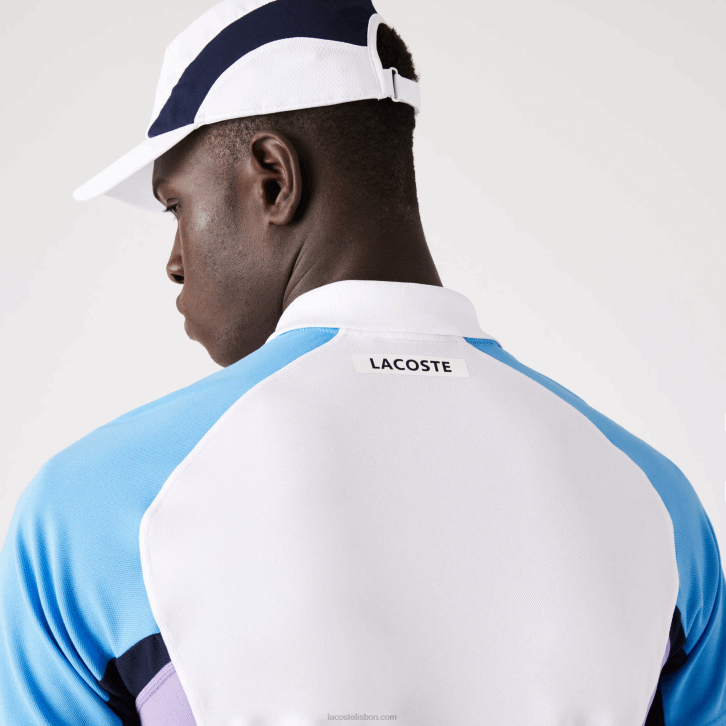 homens Lacoste branco azul marinho roxo 6hu polo de tênis esportivo termorregulador 08D0779