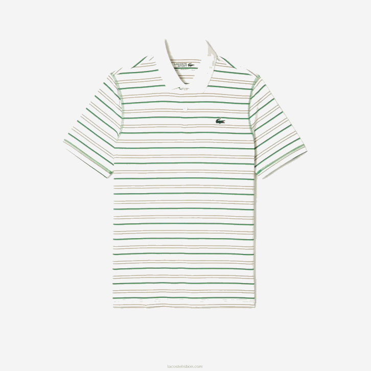 homens Lacoste branco bege azul marinho verde xiq pólo listrado de poliéster reciclado de golfe 08D0114