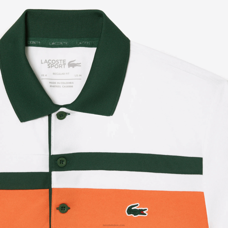 homens Lacoste branco laranja verde t0i polo listrado sport miami open edition 08D0239