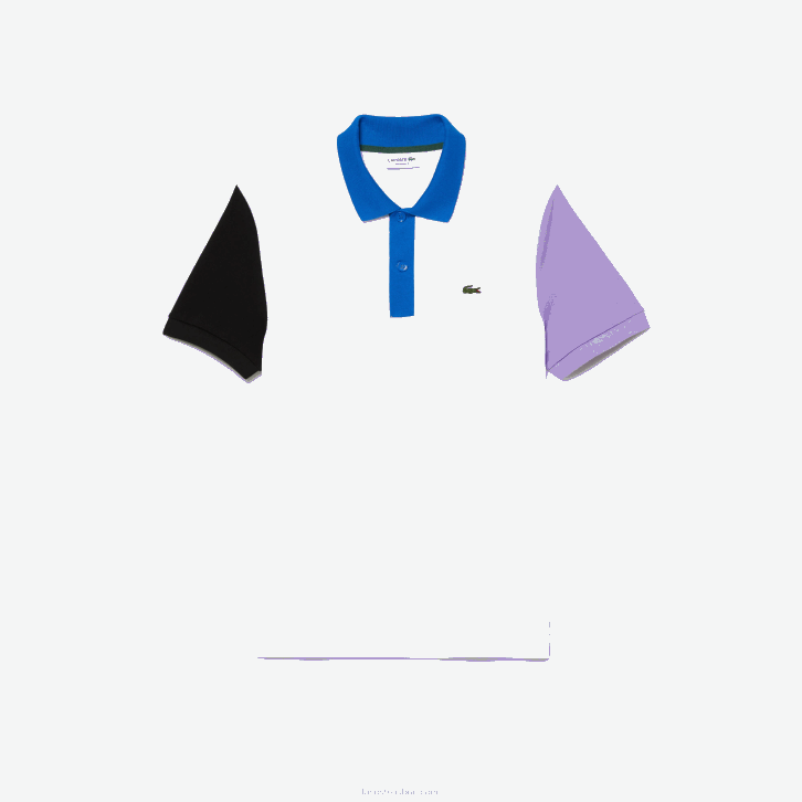 homens Lacoste branco preto roxo azul luc Polo petit piquê de algodão colorblock regular fit 08D0559