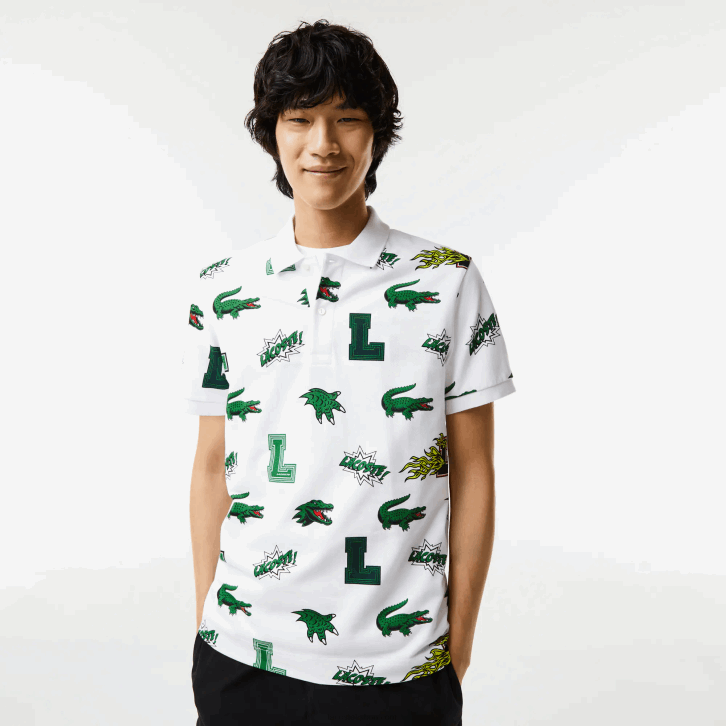 homens Lacoste branco sbh polo regular fit com estampa de crocodilo 08D0630