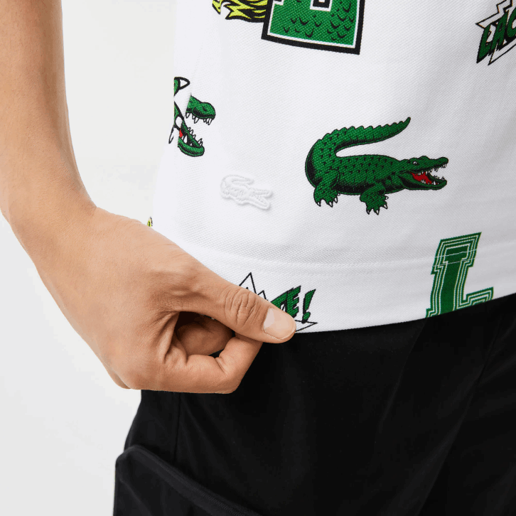 homens Lacoste branco sbh polo regular fit com estampa de crocodilo 08D0630