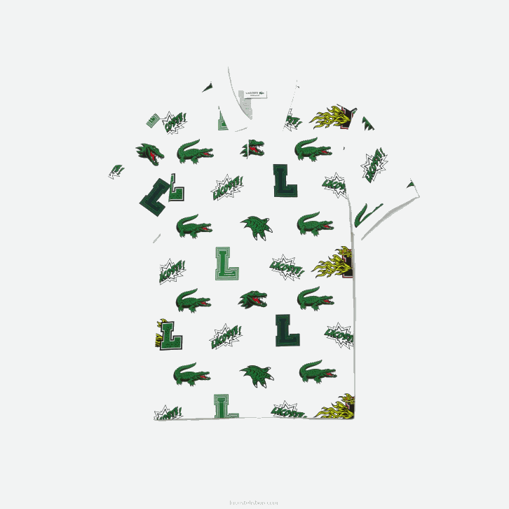 homens Lacoste branco sbh polo regular fit com estampa de crocodilo 08D0630