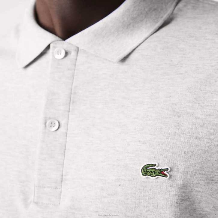 homens Lacoste chine cinza cca polo de algodão pima de ajuste regular 08D0798