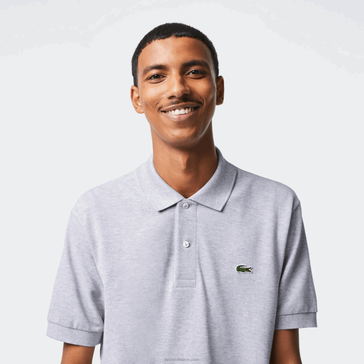 homens Lacoste chine cinza cca polo mesclado original l.12.12 08D0127