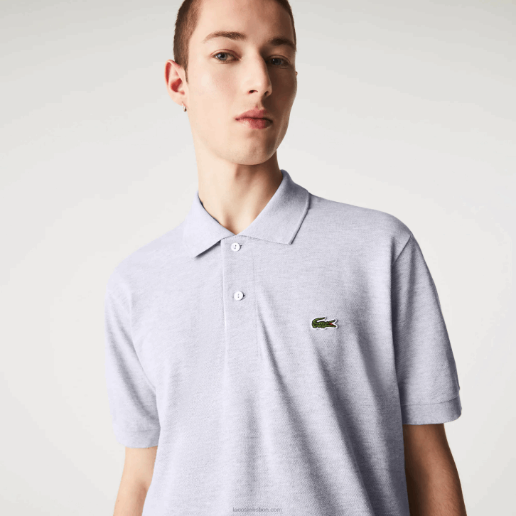 homens Lacoste chine cinza cca polo mesclado original l.12.12 08D0127