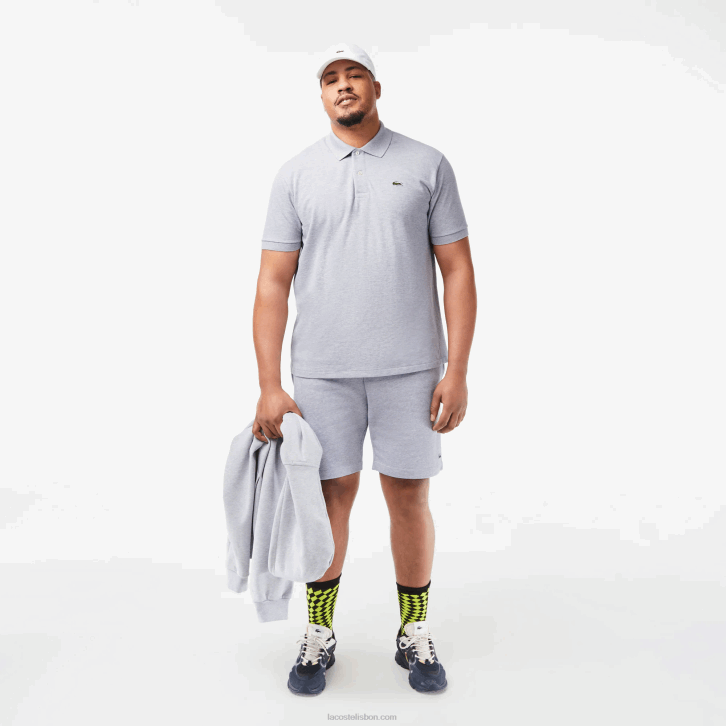 homens Lacoste chine cinza cca polo mesclado original l.12.12 08D0127