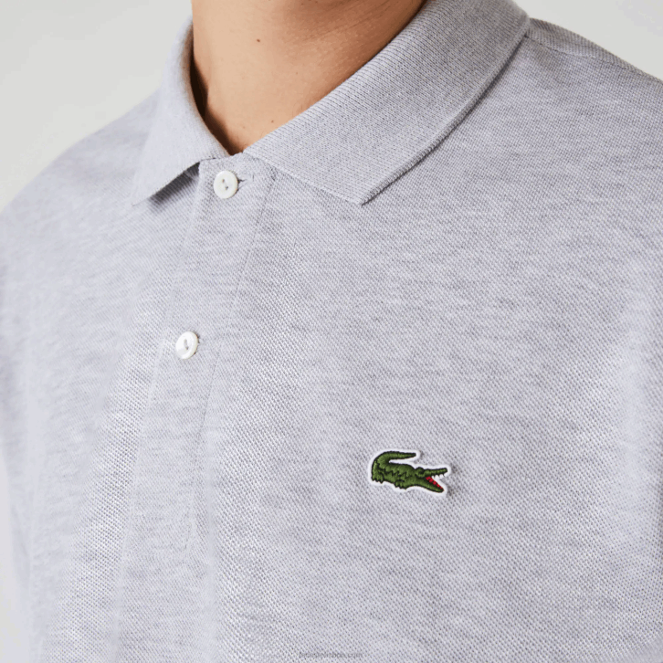 homens Lacoste chine cinza cca polo mesclado original l.12.12 08D0127