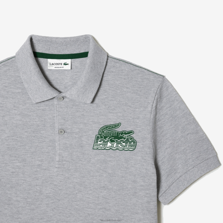 homens Lacoste chine cinza cca polo mini piquê de algodão 08D0102