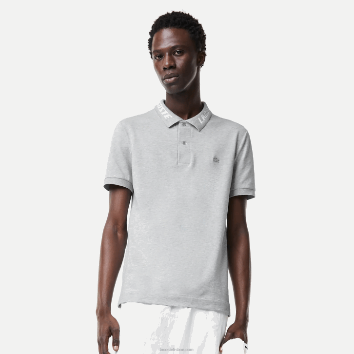 homens Lacoste chine cinza cca polo piquet stretch slim fit da marca 08D0778
